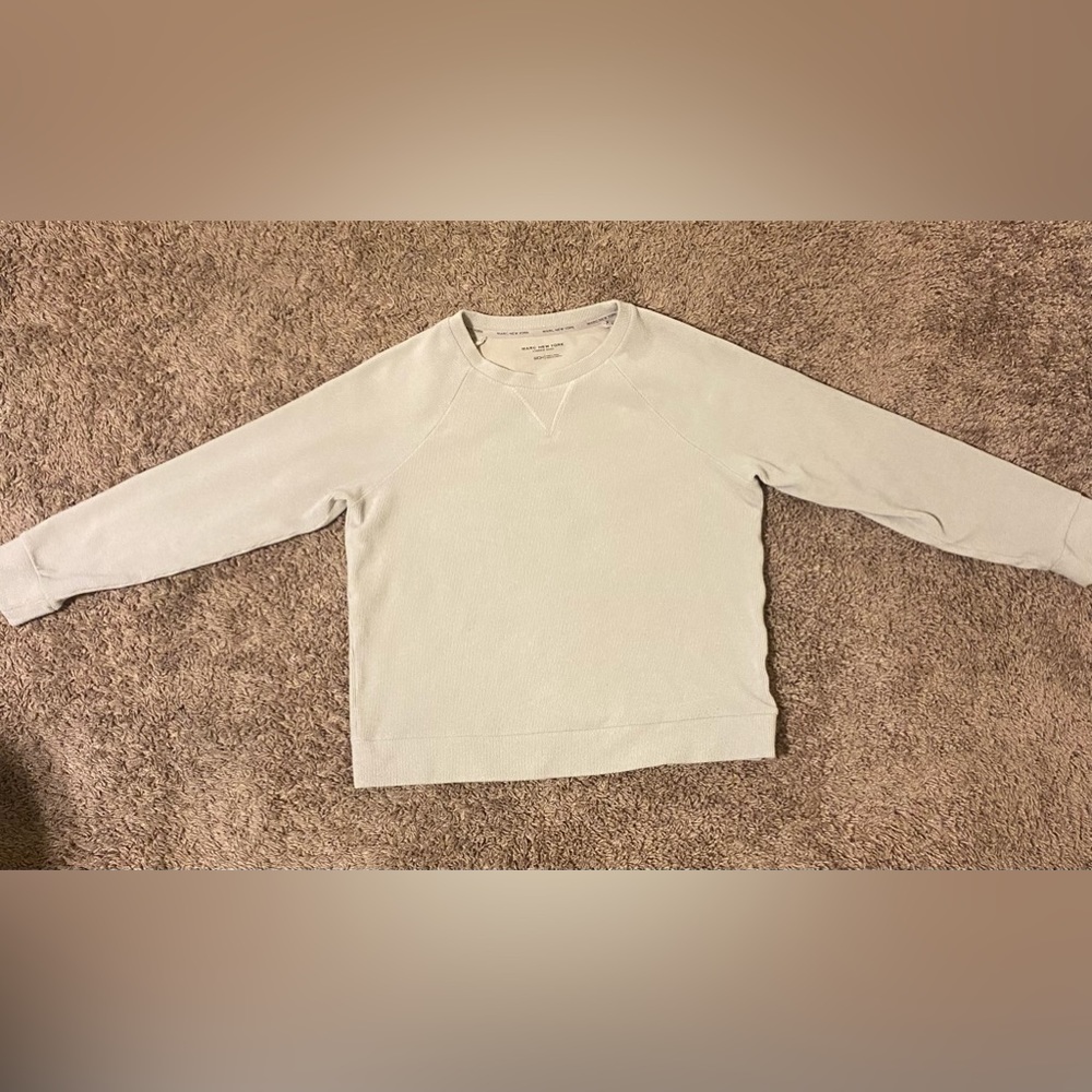 Marc New York Womens Pullover Sz Small Cream Long Sleeve Ribbed Sweatshirt Cozy